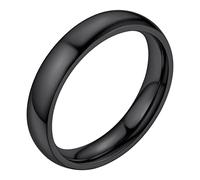 Anillo Hombre Mujer de Acero Inoxidable 4 mm, Anillo para Mujeres Hombres Simple de Color Negro, Anillo Pareja de Moda Tamaño 17, Anillo Unisex Compromiso Boda Aniversario Navidad