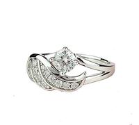 Anillo hueco con incrustaciones de circón para mujer, anillo de flanco, anillos de plumas, anillos compatibles con resina de fabricación, 10, Metal, Sin piedras preciosas