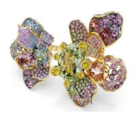 Anillo Idyllia, Tallas mixtas, Pavé, Flor, Multicolor, Baño tono oro 55