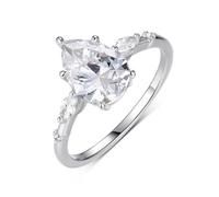 Anillo índice, anillos para mujer, gotas de agua frescas con moissanite de 2 quilates de oro blanco de 18 quilates, talla 63 (20,1)