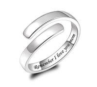 Anillo inspirador de plata 925 con texto en inglés "Remember I Love You", anillos ajustables, regalo para mujeres, adolescentes y niñas