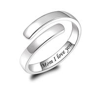 Anillo inspirador de plata de ley 925 para mamá I Love You, anillos ajustables, regalo de personalidad para mujeres y adolescentes