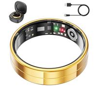Anillo Inteligente de Salud, Monitoriza Automáticamente la Frecuencia Cardíaca, el Sueño,24/7 Anillos para Hombre y Mujer, sin Suscripción, para Android e iOS (Oro,10)