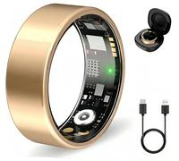 Anillo inteligente de salud para hombres/mujeres, frecuencia cardíaca, presión arterial, seguimiento del sueño, contador de pasos, resistente al agua IP68, compatible con iOS y Android (talla 8)