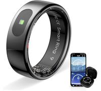 Anillo Inteligente LED Táctil, Rastreador de Actividad/Frecuencia Cardíaca/Sueño/Oximetría, Anillo Conectado 5ATM, Control de Música/Video, Smart Ring Fitness Tracker Compatible con iOS/Android (Negro