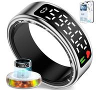 Anillo Inteligente para Hombre Mujer, 2026 Smart Ring con Pantalla LED, IP68 Impermeable, Fitness Ring Tracker para Monitorear Pulsómetro/SpO2/HRV/Sueño, Compatible con iOS y Android (Plata, 9)