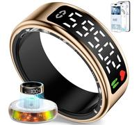 Anillo Inteligente para Hombre Mujer, 2026 Smart Ring con Pantalla LED, IP68 Impermeable, Fitness Ring Tracker para Monitorear Pulsómetro/SpO2/HRV/Sueño, Compatible con iOS y Android (Oro Rosa, 9)