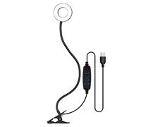 Anillo LED alimentado por USB con 3 modos de iluminación, brazo flexible regulable para transmisión en vivo, selfie, maquillaje, vlog, conferencia, reunión en línea