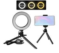 Anillo LED regulable con 3 modos de soporte para teléfono con trípodes duales para transmisión en vivo, maquillaje, retrato y iluminación de YouTube
