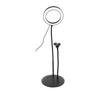 Anillo Luminoso D.20 cm con Soporte para teléfono Universal en pie de Metal Separable. 3 Modos de Color y 10 Modos de Brillo. Conexión a través del Puerto USB. Negro