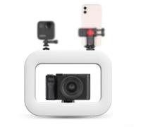 Anillo Luz LED Recargable con Trípode Extensible: Luz de Relleno Bicolor 6600mAh para Live Streaming Zoom Reuniones para iPhone para Android - Compacto 34cm