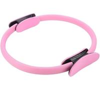 Anillo mágico de pilates de doble agarre de 38 cm, resistente de fibra de vidrio, para yoga, fitness, anillo de ejercicio acolchado suave para entrenamiento interior del muslo, brazo, color rosa