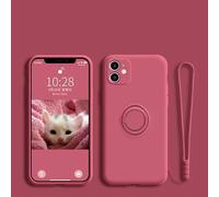 Anillo magnético de Silicona líquida para iPhone 15, 14, 13, 12, 11 Pro, Mini, XR, X, XS MAX, 7, 8 Plus (para iPhone 14/Rojo Camellia)