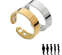 Anillo magnético para mujer, anillo de terapia magnética, anillo ajustable de acero inoxidable con potentes imanes, para reducir la ansiedad, mejor sueño, mejora el bienestar general, Metal, Sin