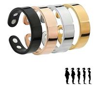 Anillo magnético para mujer, anillo de terapia magnética, anillo ajustable de acero inoxidable con potentes imanes, para reducir la ansiedad, mejor sueño, mejora el bienestar general, Metal, Sin
