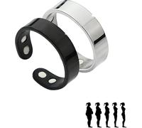 Anillo magnético para mujer, anillo de terapia magnética, anillo ajustable de acero inoxidable con potentes imanes, para reducir la ansiedad, mejor sueño, mejora el bienestar general, Metal, Sin