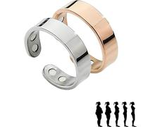 Anillo magnético para mujer, anillo de terapia magnética, anillo ajustable de acero inoxidable con potentes imanes, para reducir la ansiedad, mejor sueño, mejora el bienestar general, Metal, Sin