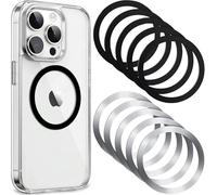 Anillo Magnéticos,10 Piezas Anillos de Metal Universales Metálicos Ring para Smartphones Anillo Adaptador Adhesivo Soportes Magnéticos para Teléfono Móvil,Imanes de Anillo (Plata,Negro) 55*45*0.4 mm