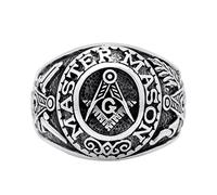 Anillo masónico maestro para hombre, brújula, símbolo masónico, anillo masónico, anillo hip hop, anillo de motero, amuleto religioso, punk, joyería masónica., No.