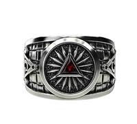 Anillo masónico para hombre, Anillo Masón Triángulo de Cristal, Anillos Masónicos de símbolo Masón, Anillo de motociclista hip hop, Anillo de Amuleto, Joyas masónicas punk, Metal