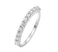 Anillo meñique de oro blanco para mujer, anillos apilables para mujer, joyería bohemia para mujer, S 1/2, Oro blanco de 18 quilates, Moissanita