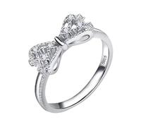 Anillo minimalista chapado en plata de ley 925, anillos abiertos con lazo pulido, anillo de boda de plata para mujer, anillo de boda de plata grande para mujer, anillo de corbata de moño ajustable