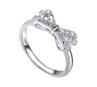 Anillo minimalista chapado en plata de ley 925, anillos abiertos con lazo pulido, anillo de boda de plata para mujer, anillo de boda de plata grande para mujer, anillo de corbata de moño ajustable