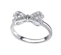 Anillo minimalista chapado en plata de ley 925, anillos abiertos con lazo pulido, anillo de boda de plata para mujer, anillo de boda de plata grande para mujer, anillo de corbata de moño ajustable