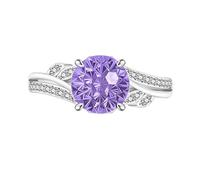 Anillo Mujer Ajustable, Anillo Solitario Con Halo De Corte Fuegos Artificiales Para Mujer, Anillo De Compromiso O Boda Para Ella, Zafiro, Esmeralda, Amatista, Rubí, Banda De Diamantes Simulados, Joye