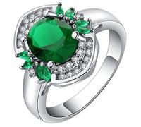 Anillo Mujer Compromiso, Anillos Compromiso con Zirconia Cúbica Verde Verde Plata Talla 15