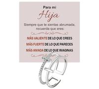 Anillo Mujer de Plata Sterling 925 Anillo Inspirador y Alentador para Hijas para Mujeres Niñas Tamaño Ajustable Pulgar Ajustable Anillos Abrible (Para mi Hija 2, Ajustable)
