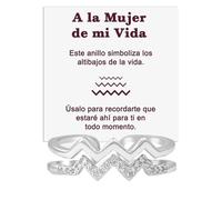 Anillo Mujer en Plata de Ley 925 para Esposas Novias Chicas - Inspiracional y de Motivación Altos y Bajos Ajustable - Caja con DEDICATORIA incluida (Anillo Mujer de mi vida Altos y Bajos)