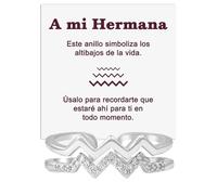 Anillo Mujer Hermana para Hermanas Mujeres Chicas en Plata de Ley 925 Inspiracional y de Motivación Altos y Bajos Ajustable - Caja con DEDICATORIA incluida (Anillo Hermana Altos y Bajos)
