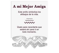 Anillo Mujer Mejor Amiga para Amigas Mujeres Chicas en Plata de Ley 925 Inspiracional y de Motivación Altos y Bajos Ajustable - Caja con DEDICATORIA incluida (Anillo Mejor Amiga Altos y Bajos)