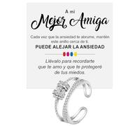 Anillo Mujer Mejor Amiga para Amigas Mujeres Chicas en Plata de Ley 925 Inspiracional y de Motivación, Contra la Ansiedad Ajustable - Caja con DEDICATORIA incluida (Anillo Mejor Amiga Ansiedad)