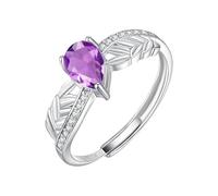 Anillo Mujer Plata Anillos De Compromiso Para Ella Plata Corte Pera Piedra Preciosa Natural Promesa Aniversario Eternidad Banda De Boda Con Hojas Y Ramas Regalo Para Mujer Amatista.