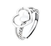 Anillo Mujer Plata Anillos De Plata Con Forma De Corazón Para Mujeres Y Niñas Ajustables Con Doble Corazón Para Compromiso Boda Promesa Regalo De San Valentín O Cumpleaños.