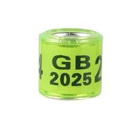 Anillo Multicolor for pie de Paloma con pendientes con palabra, anillo duradero de calidad for carreras de palomas, herramienta de entrenamiento de aves, 2024/2025, 100 Uds.(Yellow green,Year 2025)