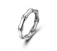 Anillo Oro 18K, Anillos de Compromiso Mujer Junta de Bambú Oro Blanco 750 Regalo de Cumpleaños Talla 17