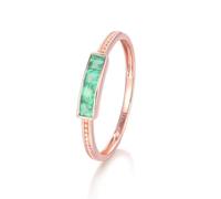 Anillo Oro 9 Kilates Mujer, Anillos de Promesa Verde Esmeralda Clásico Oro Rosa 375 Talla 16