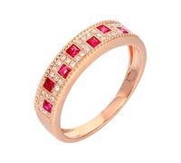 Anillo Oro Mujer 18K, Anillos Compromiso Rojo 2.55 Kilates Ruby Creado En Laboratorio Remo de Ejercicios Oro Rosa 750 con Moissanita Talla 21