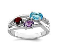 Anillo ovalado de plata de ley 925 chapada en rodio de 1,15 t. w. Bt Am Ga Wt - Regalo de joyería para mamá, US 7 | EU 55.25 | DE 17.25 | JP 14 | UK O, Metal Plata metal Rodio Plata, Sin piedras