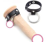 Anillo para el pene Anillos para el pene de cuero Anillo para el pene - Anillos para el pene ajustables Anillo para los testículos para aumentar la potencia y retrasar el orgasmo Juguete sexual(Schwar