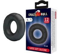 Anillo para el pene de silicona ajustable Arvell Model 12 Crazy Bull, Talla 6 cm x 6 cm, Colores Negro