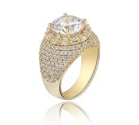 Anillo para hombre con circonita cúbica de lujo, joyería de hip hop, novia, boda, joyería de moda, regalo de fiesta de compromiso