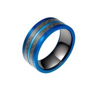 Anillo para hombre de acero inoxidable, multicapa, con inserto de fibra de carbono, 8 mm, de acero inoxidable, azul y negro, Sin piedras preciosas