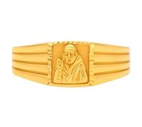 Anillo para hombre de oro amarillo de 22 quilates con certificado real y diseño de Sai Baba