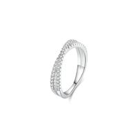 Anillo para mujer, anillo de compromiso con cruz única con moissanita, regalos únicos para amigas y mujeres, H 1/2, Oro blanco de 9 quilates, Moissanita