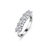 Anillo para mujer, anillo de compromiso redondo con moissanita, plata de 18 K, oro blanco, talla 52 (16,6)