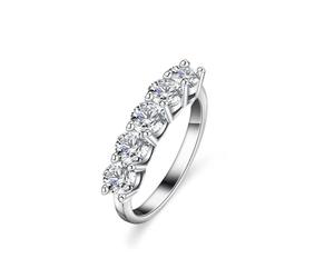 Anillo para mujer, anillo de compromiso redondo con moissanita, plata de 18 K, oro blanco, talla 52 (16,6)
